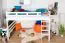 Weißes Kinder-Hochbett 120 x 190 cm | Massivholz: Buche | Weiß Lackiert | umbaubar in Einzelbett | Premium-Qualität | inkl. Rollrost Abbildung