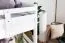 Breites Jugendhochbett 160 x 200 cm | Massivholz: Buche | Weiß Lackiert | umbaubar in Einzelbett | Premium-Qualität | inkl. Rollrost Abbildung