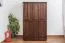 Kleiderschrank | 3 Drehtüren | 4 Fächer | mit Kleiderstange | 120 cm breit | Massivholz | Farbe: Nuss Abbildung