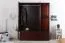 Kleiderschrank | 3 Drehtüren | 4 Schubladen | 4 Fächer | mit Kleiderstange | 154 cm breit | Massivholz | Farbe: Walnussfarben Abbildung