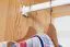 Kleiderschrank | 2 Drehtüren | 4 Fächer | mit Kleiderstange | 80 cm breit | Massivholz | Farbe: Natur Abbildung