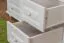 Kleiderschrank | 3 Drehtüren | 4 Schubladen | 3 Fächer | mit Kleiderstange | 133 cm breit | Massivholz | Farbe: Weiß Abbildung