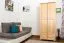 Kleiderschrank | 2 Drehtüren | 2 Schubladen | 1 Fach | mit Kleiderstange | 80 cm breit | Massivholz | Farbe: Natur Abbildung