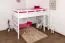 Jugendhochbett 120 x 200 cm | Massivholz: Buche | Weiß Lackiert | umbaubar in Einzelbett | Premium-Qualität | inkl. Rollrost Abbildung