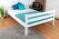 Hochbett für Kinder 140 x 190 cm | Massivholz: Buche | Weiß Lackiert | umbaubar in Einzelbett | Premium-Qualität | inkl. Rollrost Abbildung