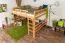 Doppelbett-Hochbett Massivholz Buche | Matratzenmaß: 160 x 200 cm | Natur Lackiert | umbaubar in Einzelbett | Premium-Qualität | inkl. Rollrost Abbildung