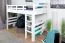 Jugendhochbett 120 x 190 cm | Massivholz: Buche | Weiß Lackiert | umbaubar in Einzelbett | Premium-Qualität | inkl. Rollrost Abbildung