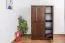 Kleiderschrank | 3 Drehtüren | 4 Fächer | mit Kleiderstange | 120 cm breit | Massivholz | Farbe: Nuss Abbildung