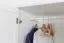 Kleiderschrank | 3 Drehtüren | 2 Schubladen | 4 Fächer | mit Kleiderstange | 133 cm breit | Massivholz | Farbe: Weiß Abbildung