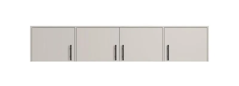 Schrankaufsatz Hannut 01, vier Türen, Farbe: Kaschmir, Maße: 40 x 200 x 56 cm, drei Fächer