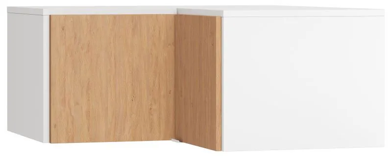Aufsatz für Eckkleiderschrank Arbolita 40, Farbe: Weiß / Eiche - Abmessungen: 45 x 102 x 104 cm (H x B x T)