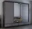 2,5 Meter breiter Schiebetürenschrank / Kleiderschrank mit Spiegel Grau / Schwarz | Lusatian 36 | 218 x 250 x 61 cm | 4 Schubladen | 7 Fächer
