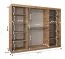 Schiebetürenschrank / Kleiderschrank | Farbe: Walnuss | 2,5 Meter breit | zwei Kleiderstangen | 10 Fächer | Aluminiumschienen | eine Spiegeltür