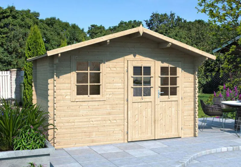 Gartenhaus Gartenfreude 10 - 28 mm Blockbohlenhaus, Grundfläche: 10,37 m², Satteldach