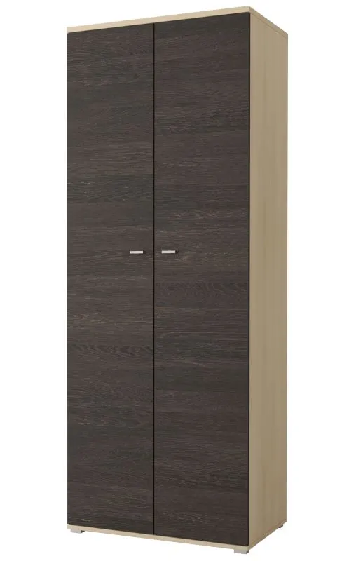 Drehtürenschrank / Kleiderschrank | Eiche / Esche | Mourne 01 | 201 x 80 x 51 cm | 2 Türen | 2 Fächer | robust | Holzoptik | schmale Griffe | eckig