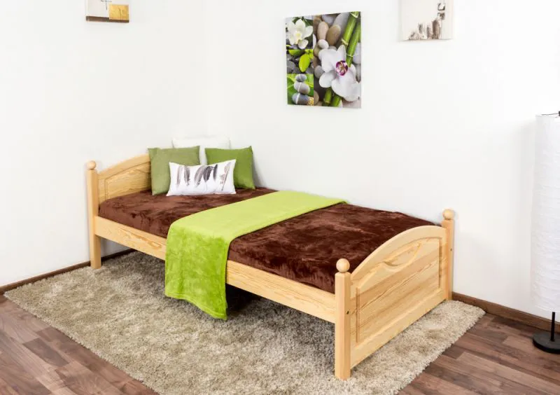 Einzelbett / Gästebett Kiefer massiv Vollholz natur 82, inkl. Lattenrost - 100 x 200 cm (B x L)