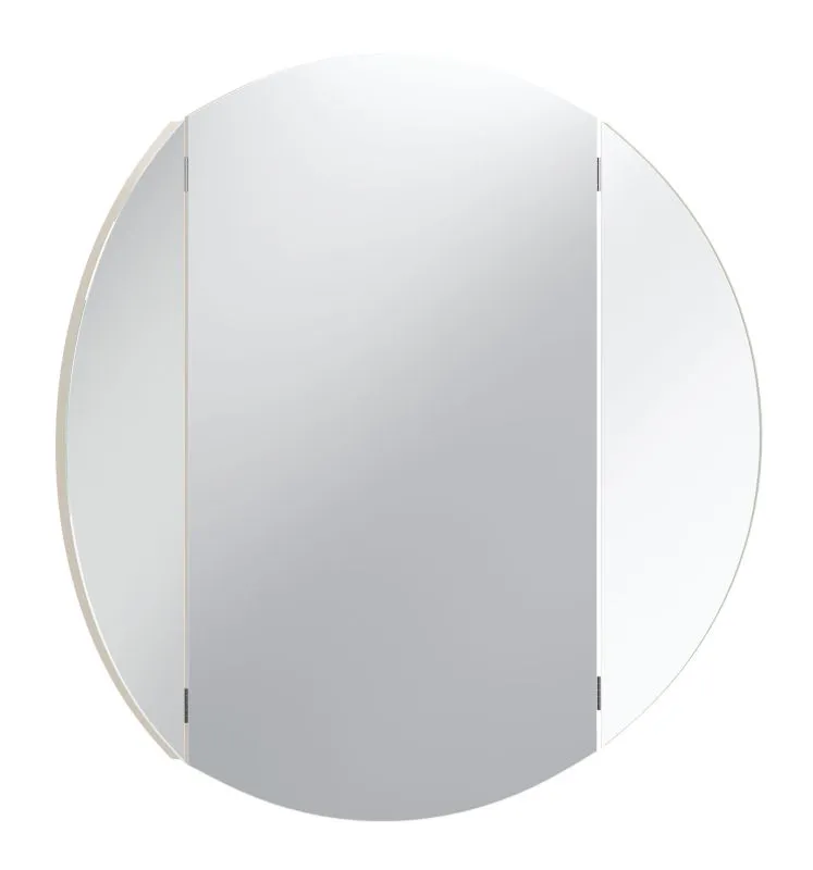 Spiegel mit kippbare Seiten | Farbe: Beige | Durchmesser: 80 cm | Theaterspiegel | Rund
