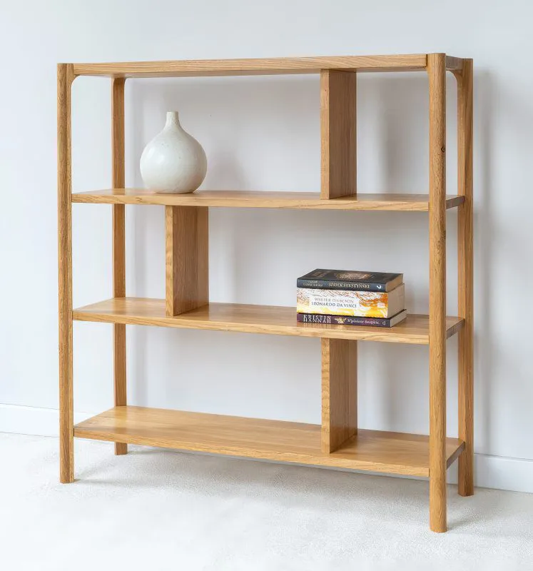 Regal | Massivholz | 6 Fächer | Eichenholz geölt | Farbe: Eiche | 93 x 28 x 100 cm | Seille 07