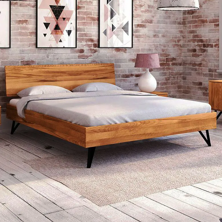 Buche-Bett massiv | 140 x 200 cm | Kernbuche | Geölt | Natur Abbildung