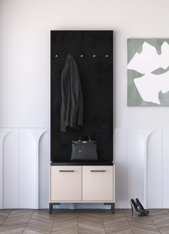 Garderobe mit modernem Design Creola 04 | 5 Garderobenhacken aus Kunststoff | Farbe: Kaschmir | Maße: 70 x 34 x 54 cm | für Eingangsbereich | ABS-kanten