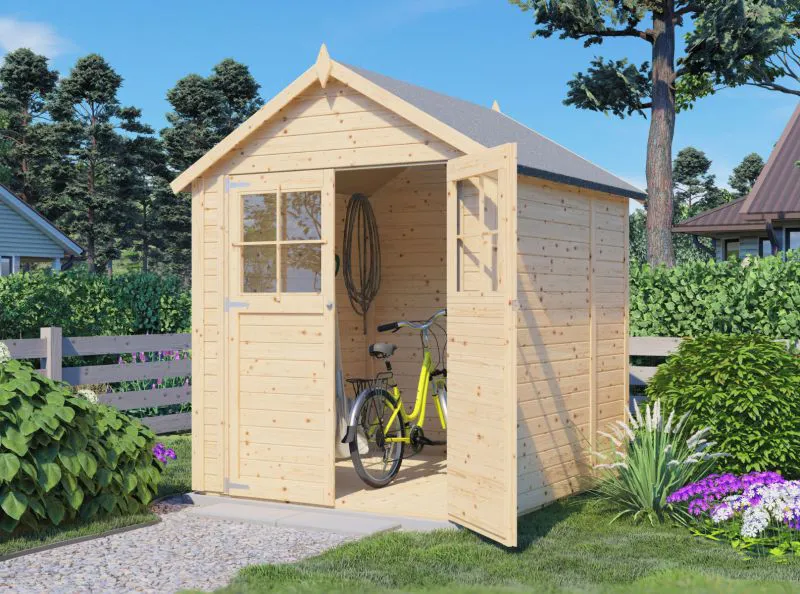 Gartenhaus Münster 02 inkl. Fußboden, Naturbelassen - 19 mm Elementgartenhaus, Nutzfläche: 3,1 m²