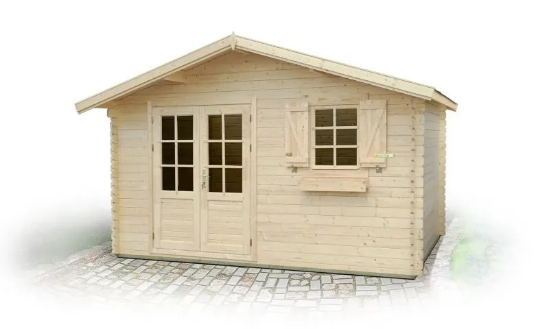 Gartenhaus R14 - 44 mm Blockbohlenhaus, Grundfläche: 15,80 m², Satteldach