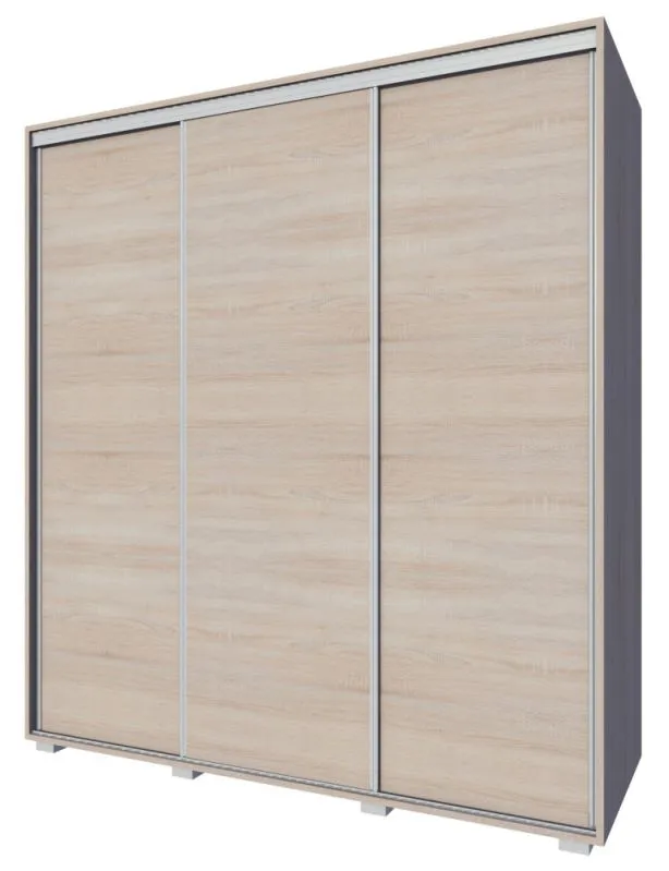 Schiebetürenschrank / Kleiderschrank Rabaul 42, Farbe: Sonoma Eiche - Abmessungen: 210 x 150 x 60 cm (H x B x T)
