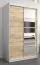 120 cm breiter Kleiderschrank mit 5 Fächern und 2 Türen | Farbe: Sonoma Eiche / Weiß Abbildung
