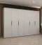 Kleiderschrank mit vier Kleiderstangen Korab 53, Farbe: Kaschmir, 3 Meter breit, vier Fächer, Soft-Close, sechs Türen, Griffe: Schwarz, Drehtürenschrank