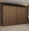 Drehtürenschrank mit 3 Meter breite | Farbe: Walnuss | sechs Türen | Soft-Close-Funktion | vier Fächer | Griffe: Silber | vier Kleiderstangen | Kleiderschrank