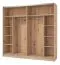 Zweitüriger Schwebetürenschrank mit einer Spiegeltür Palanka 06, Farbe: Weiß Hochglanz / Eiche Artisan, zwei Kleiderstangen, 10 Fächer, Maße: 210 x 217 x 62,5 cm