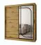 Kleiderschrank | 10 Fächer | 2 Kleiderstangen | Farbe: Eiche Artisan | Schiebetürenschrank | 180 x 62 x 200 cm | 1 Spiegeltür | zuverlässiges Gleitsysteme