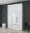 Drehtürenschrank / Kleiderschrank mit LED-Rahmen Siumu 27, Farbe: Weiß / Weiß Hochglanz - 226 x 142 x 60 cm (H x B x T)