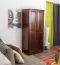 Schmaler Kleiderschrank | 2 Drehtüren | 1 Fach | mit Kleiderstange | 80 cm breit | Massivholz | Farbe: Nuss Abbildung