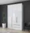 Kleiderschrank | 3 Drehtüren | 2 Schubladen | 4 Fächer | mit 2 Kleiderstangen | 142 cm breit | Farbe: Weiß Abbildung
