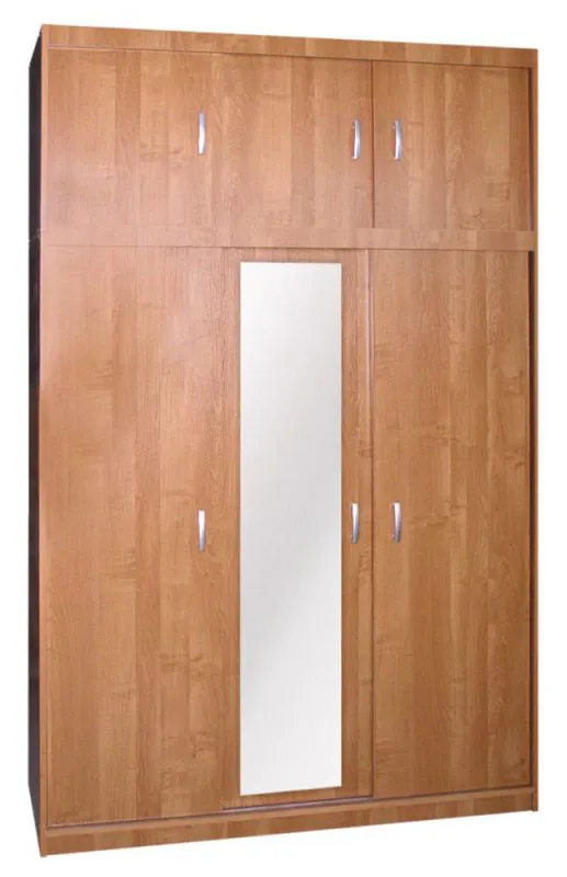 150 cm breiter Kleiderschrank mit 7 Fächern und 6 Türen | Farbe: Erle Abbildung