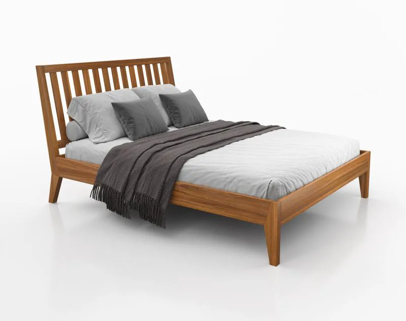Doppelbett / Gästebett Engordany 08 | Buche Vollholz massiv | lackiert | Liegefläche: 180 x 200 cm | Farbe: Eiche Rustikal | mit hoher Kopfstütze | ästhetisches Design