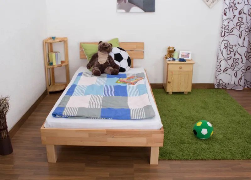 Jugendbett Wooden Nature 03 Kernbuche massiv geölt  - Liegefläche 100 x 200 cm (B x L)