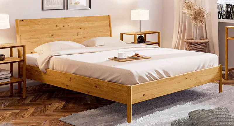 Eiche-Bett massiv | 90 x 200 cm | Wildeiche | Geölt | Natur Abbildung