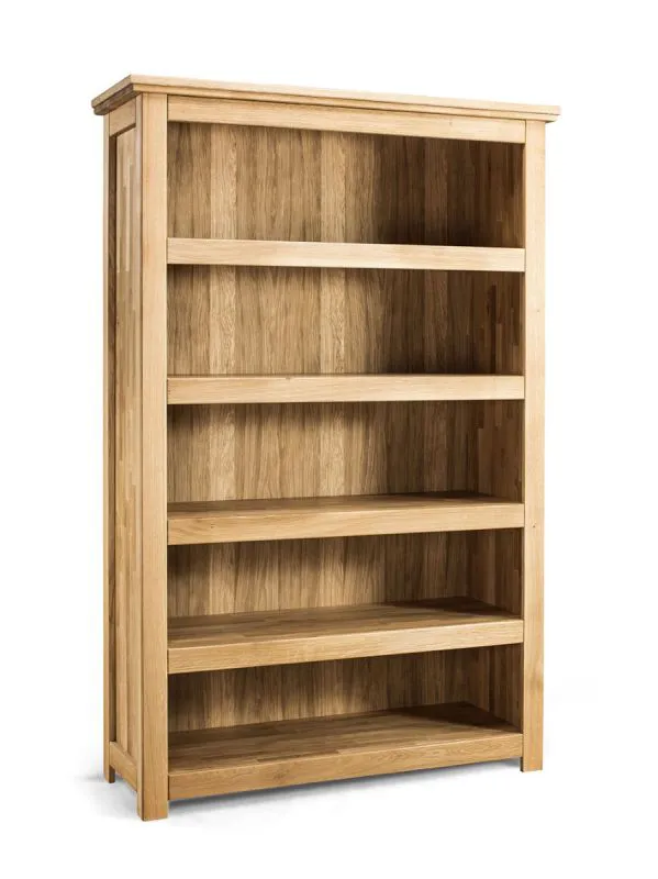 Massives Bücherregal / Regal aus Eiche Floresta 15, Hochwertige Verarbeitung, Natur, geölt, 204 x 133 x 48 cm, natürliche Maserung