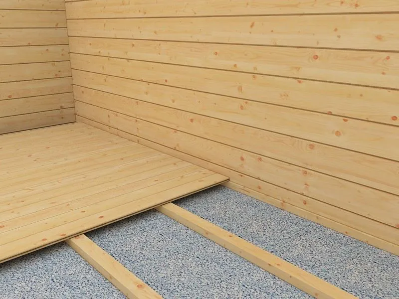 Fußboden für Gartenhaus Wiesentraum 04, 34 mm Blockbohlenhaus, mit Grundfläche 16 m²