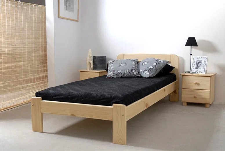 Bettrahmen für Kinder / Kinderbett 90 x 200 cm | Massivholz: Kiefer | Natur Lackiert | inkl. Rollrost Abbildung