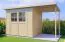 Steiner Gartenhaus Glücksburg 04 | inkl. Schleppdach | inkl. Fußboden | Naturbelassen | Nutzfläche: 6,87 m² | Pultdach | Doppelflügeltür inkl. Fenster