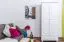 Kleiderschrank | 2 Drehtüren | 1 Schublade | 4 Fächer | mit Kleiderstange | 80 cm breit | Massivholz | Farbe: Weiß Abbildung