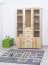 Vitrine / Kleiderschrank Columba 01 | Kiefer massiv | Farbe: Natur |121 x 50 x 194 cm (L x T x H) | 11 Fächer | Milchglasscheiben | 4 Schubladen
