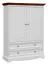 Schrank Gyronde 33, Kiefer massiv Vollholz, Farbe: Weiß / Walnuss - 147 x 108 x 45 cm (H x B x T)