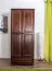 Kleiderschrank | 2 Drehtüren | 1 Schublade | 4 Fächer | mit Kleiderstange | 80 cm breit | Massivholz | Farbe: Nuss Abbildung