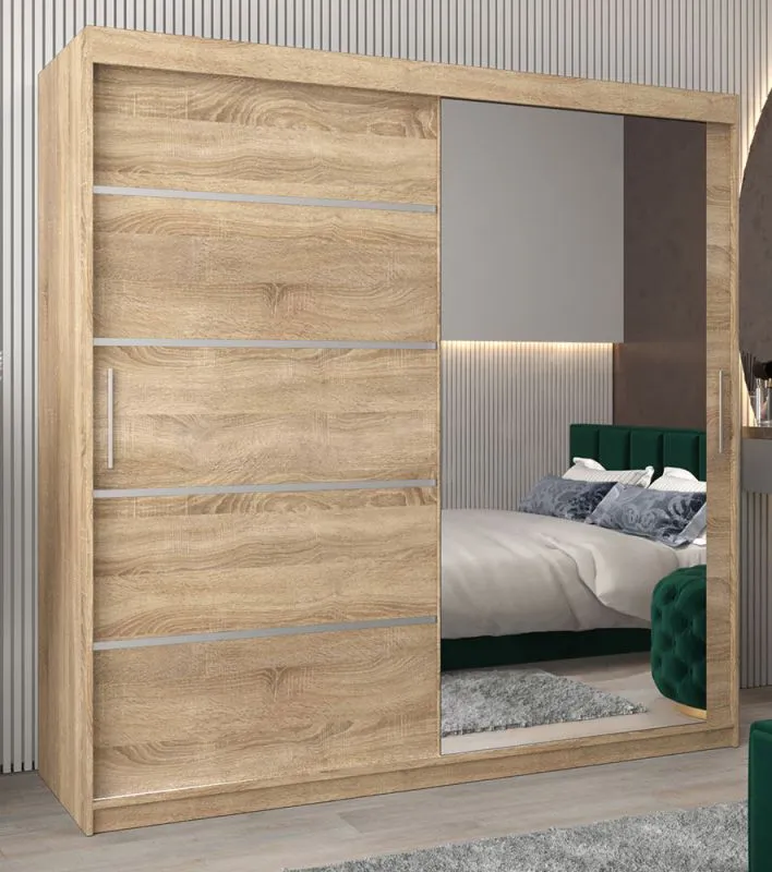 2 Meter breiter Kleiderschrank mit 2 Türen | Farbe: Sonoma Eiche Abbildung