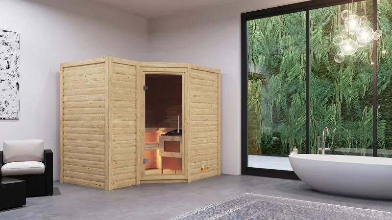 Massivholzsauna Viola 15, 40 mm Wandstärke - 236 x 184 x 206 cm (B x T x H)