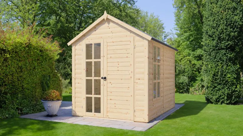 Modernes Gerätehaus inkl. Fußboden, unbehandelt, Elementgartenhaus, Grundfläche: 4,33 m², Satteldach, Doppeltür mit Sicherheitsglas